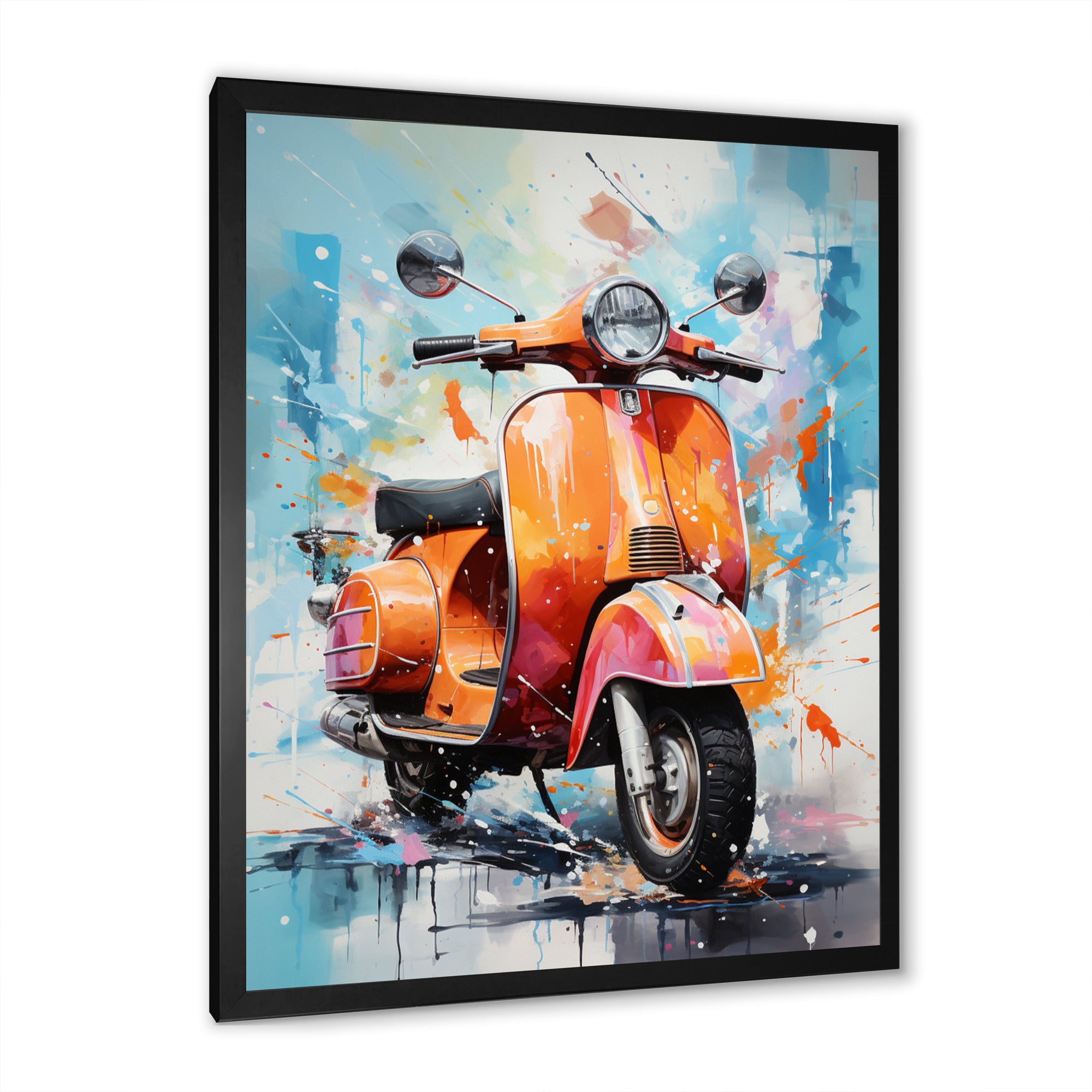 Coral Teal Scooter Display Graphite I - Scooter Canvas Wall Art