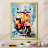 Coral Teal Scooter Display Graphite I - Scooter Canvas Wall Art