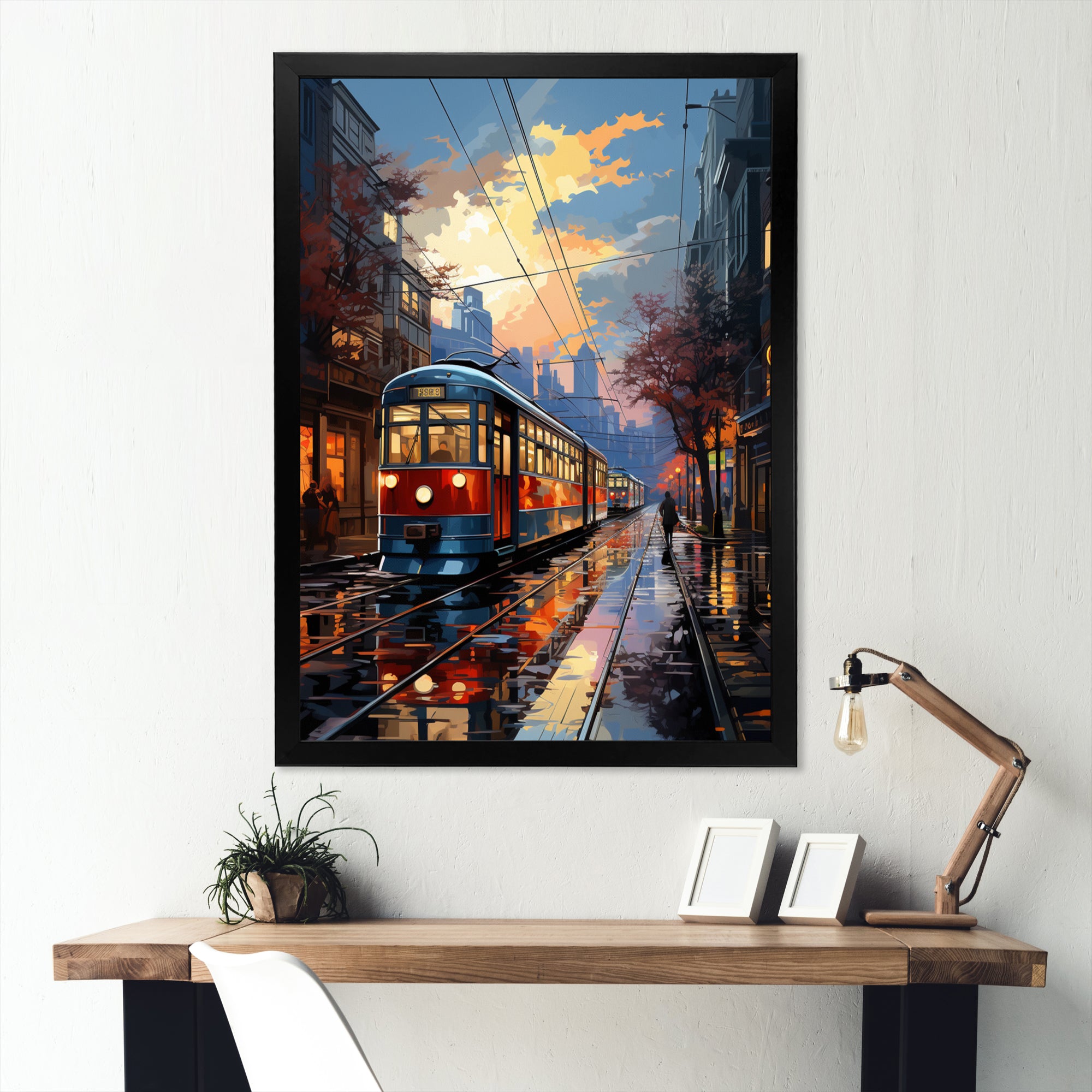 City Trains At Night - Train Canvas Wall Art