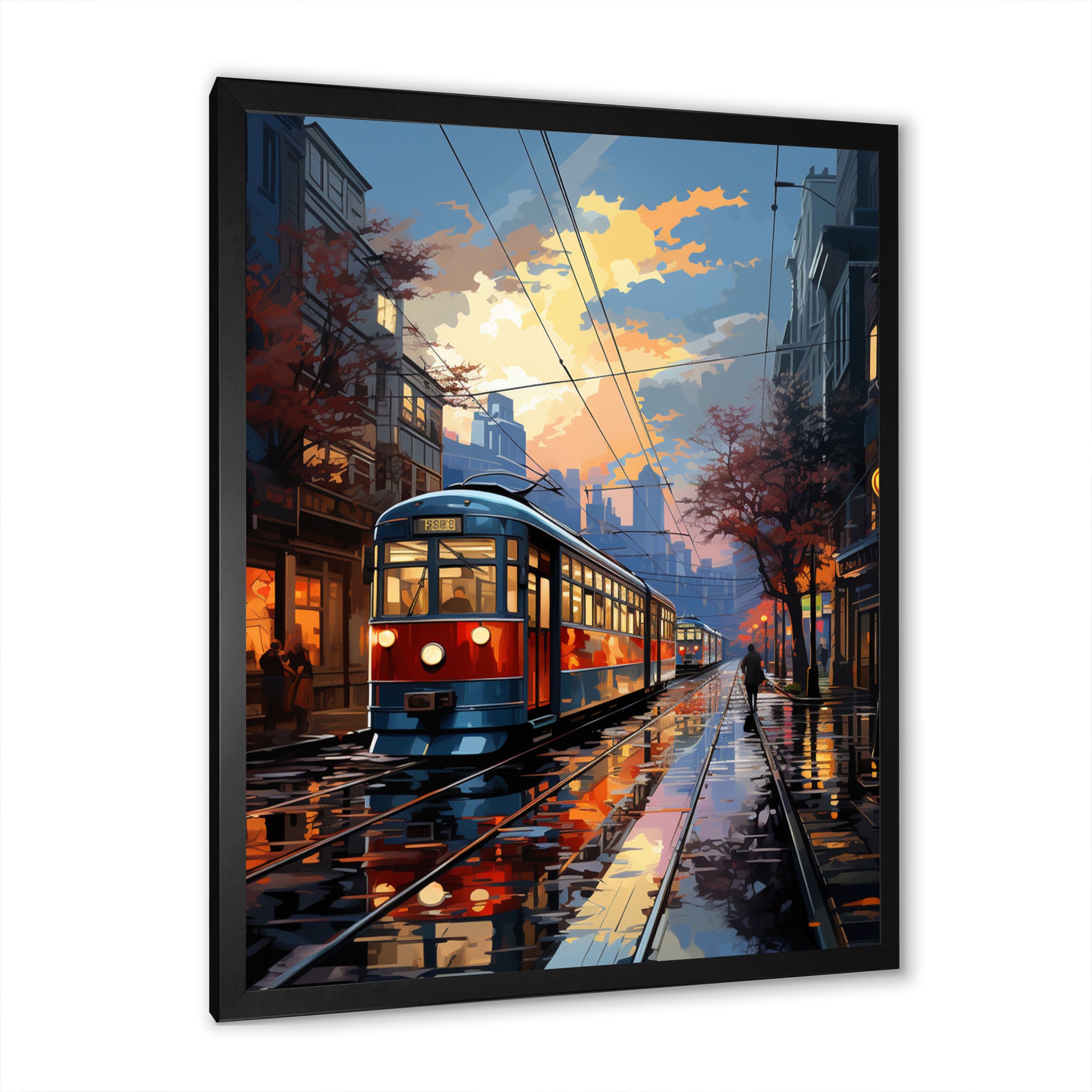 City Trains At Night - Train Canvas Wall Art