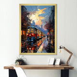 City Trains At Night - Train Canvas Wall Art