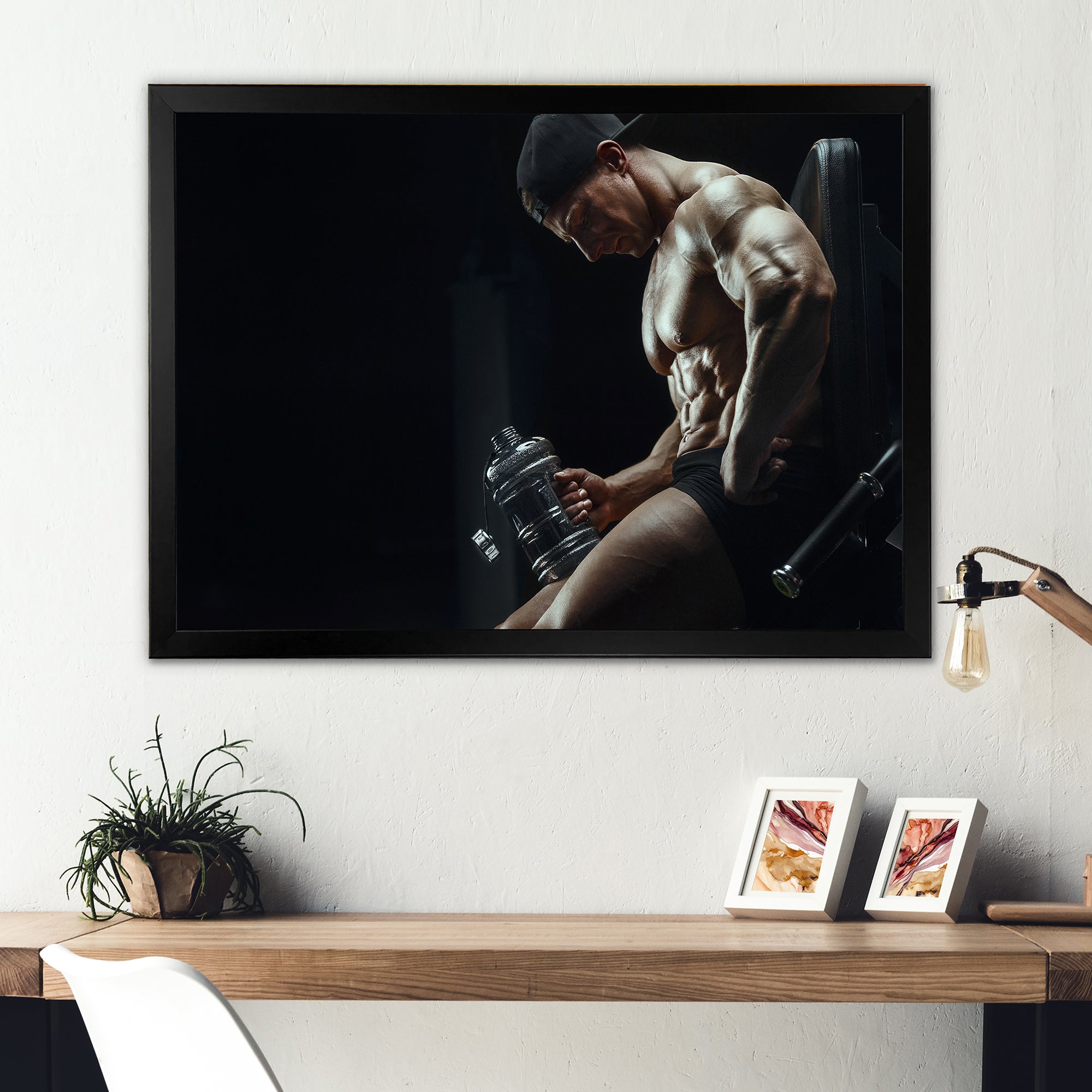 Bodybuilder Fitness Workout - Aerobic & Bodybuilding Canvas Wall Art