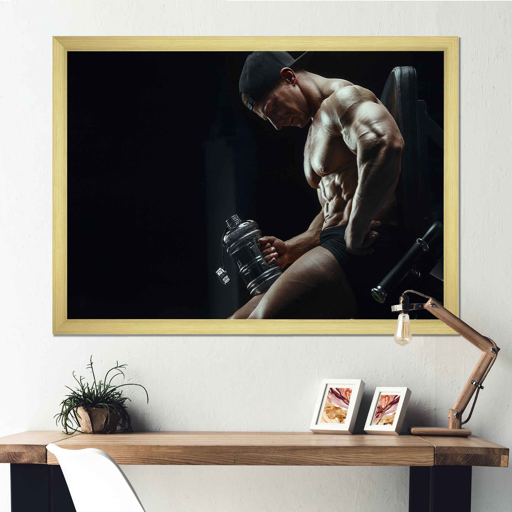 Bodybuilder Fitness Workout - Aerobic & Bodybuilding Canvas Wall Art