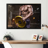 Pumping Up Muscles Dumbbells - Aerobic & Bodybuilding Canvas Wall Art