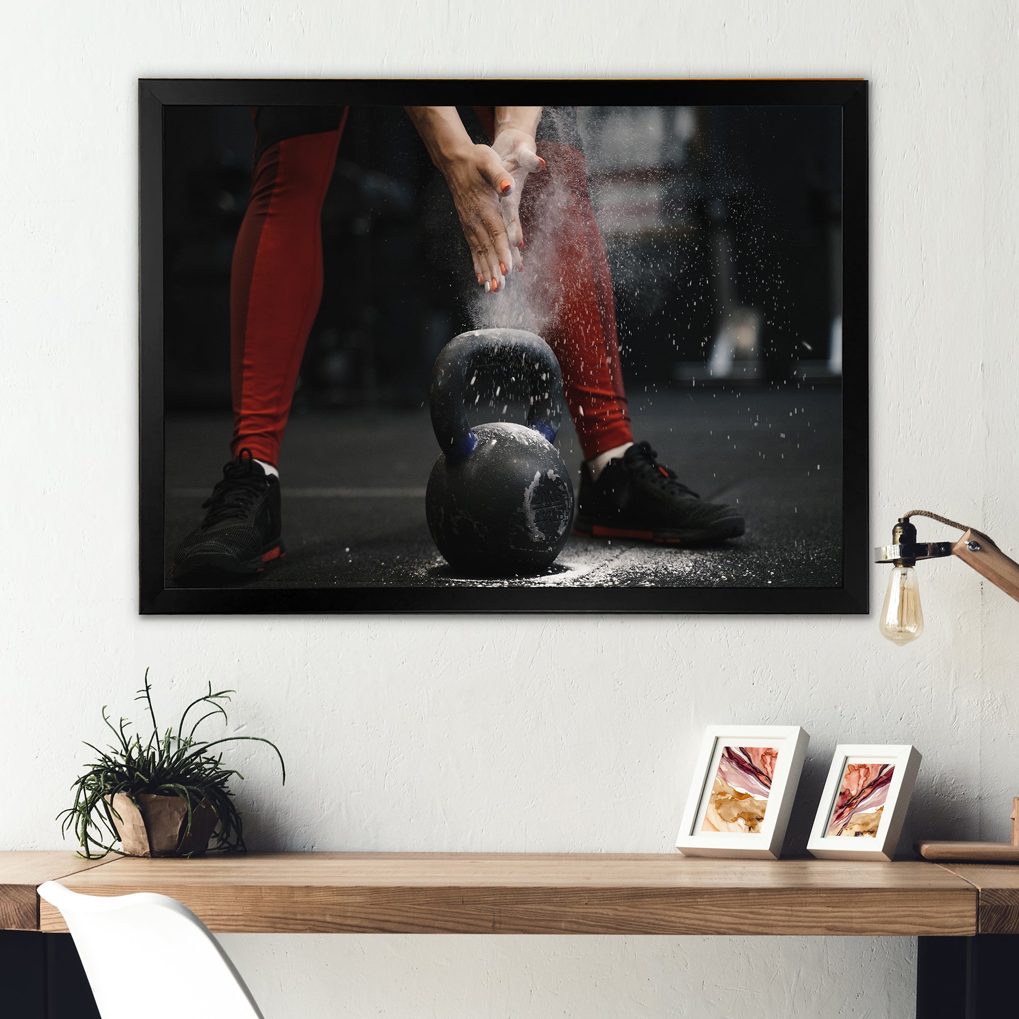 Athlete Bodybuilding Cloud Of Dust - Aerobic & Bodybuilding Canvas Wall Art