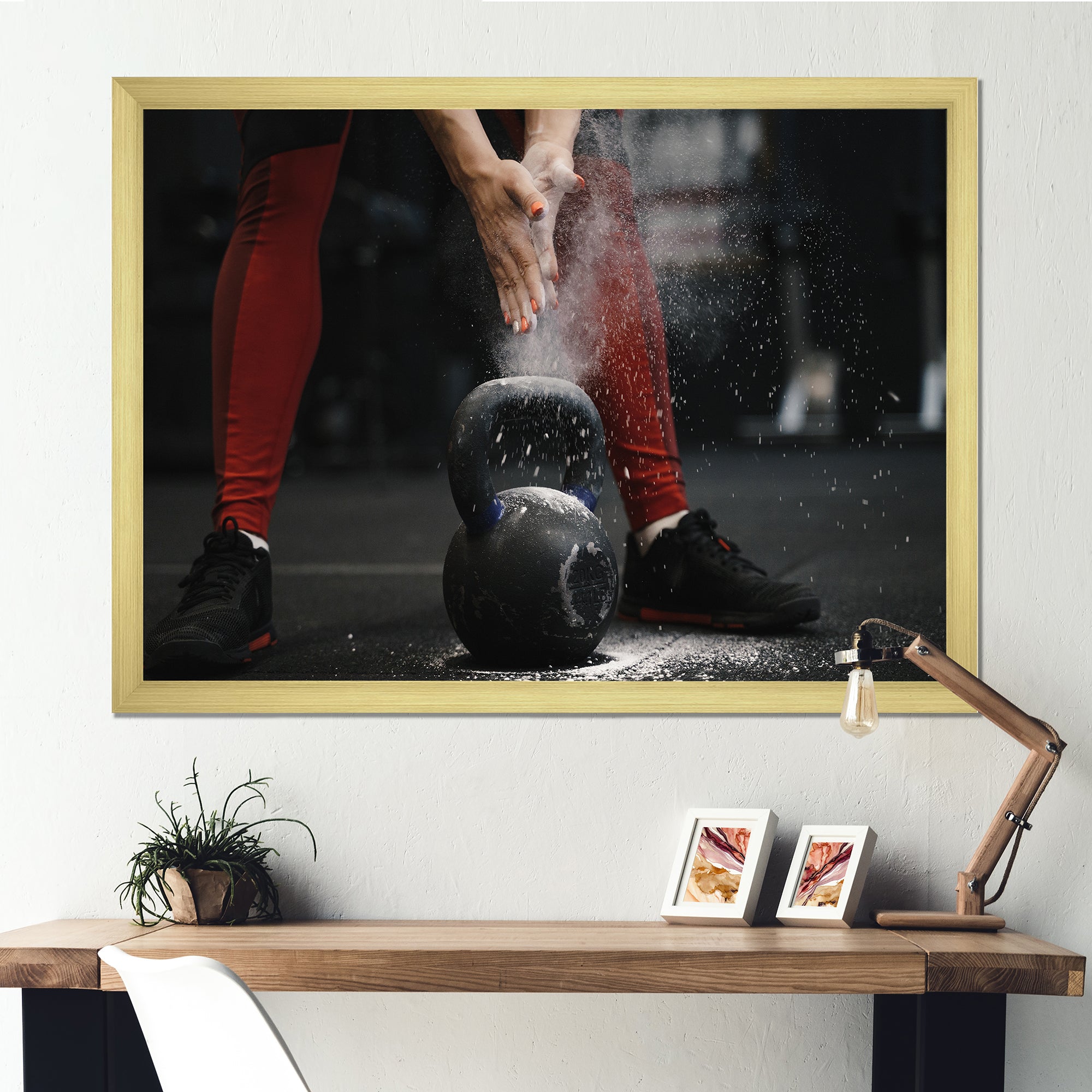 Athlete Bodybuilding Cloud Of Dust - Aerobic & Bodybuilding Canvas Wall Art
