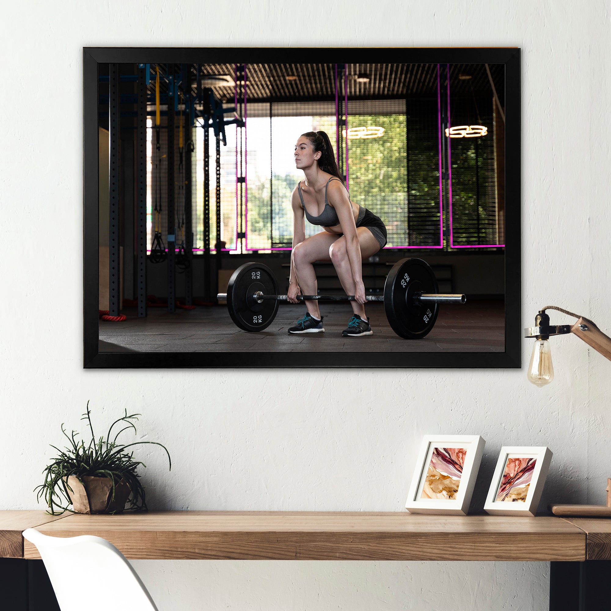 Woman Bodybuilding Workout - Aerobic & Bodybuilding Canvas Wall Art