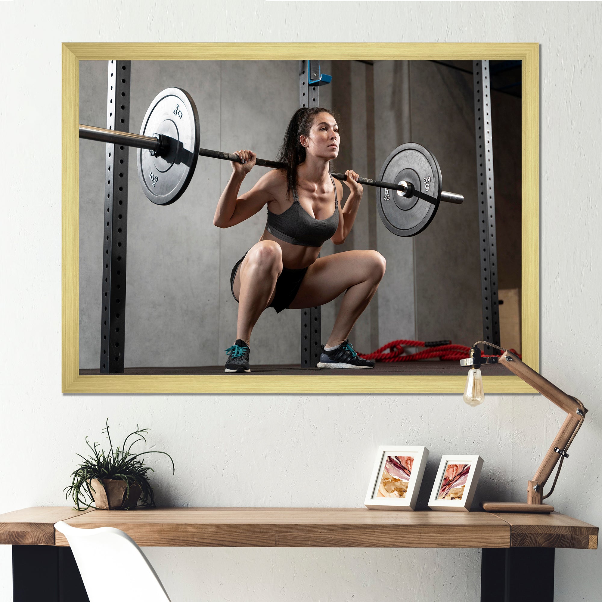 Woman Bodybuilding Workout I - Aerobic & Bodybuilding Canvas Wall Art