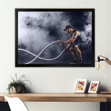 Tattooed Bearded Male Exercising - Aerobic & Bodybuilding Canvas Wall Art