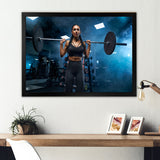 Woman Holding Barbell On Shoulders - Aerobic & Bodybuilding Canvas Wall Art