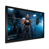 Woman Holding Barbell On Shoulders - Aerobic & Bodybuilding Canvas Wall Art