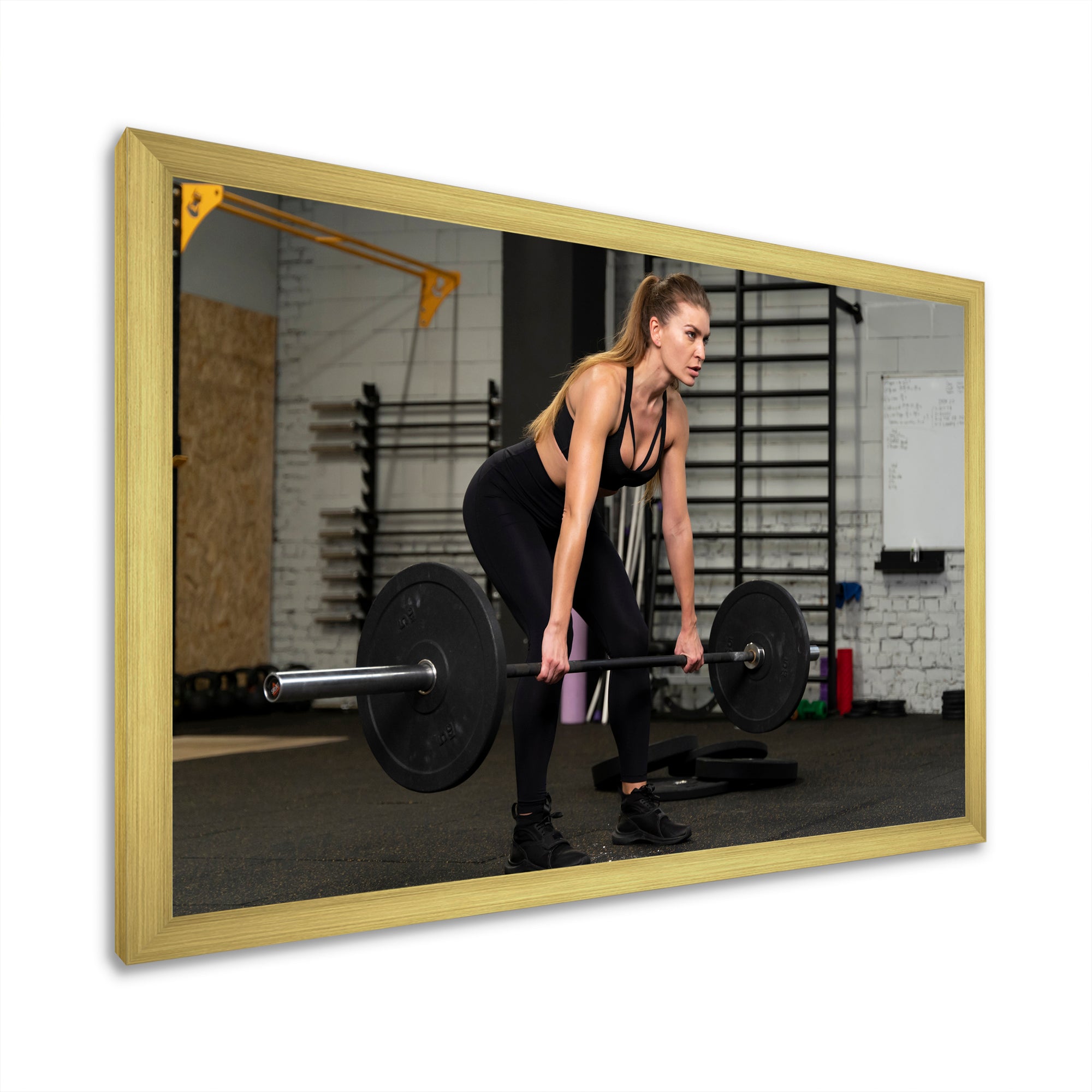 Woman Training Gym Full Shot - Aerobic & Bodybuilding Canvas Wall Art