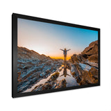 Woman Enjoying Coast Basque Sunset - Aerobic & Bodybuilding Canvas Wall Art