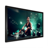 Female Athlete With Dumbbells - Aerobic & Bodybuilding Canvas Wall Art