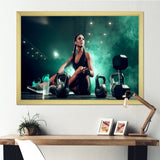 Female Athlete With Dumbbells - Aerobic & Bodybuilding Canvas Wall Art