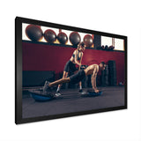 Athletic Man Woman With Dumbbells - Aerobic & Bodybuilding Canvas Wall Art