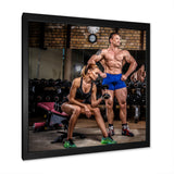 Sports Couple Is Working Out Gym - Aerobic & Bodybuilding Canvas Wall Art