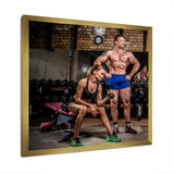 Sports Couple Is Working Out Gym - Aerobic & Bodybuilding Canvas Wall Art