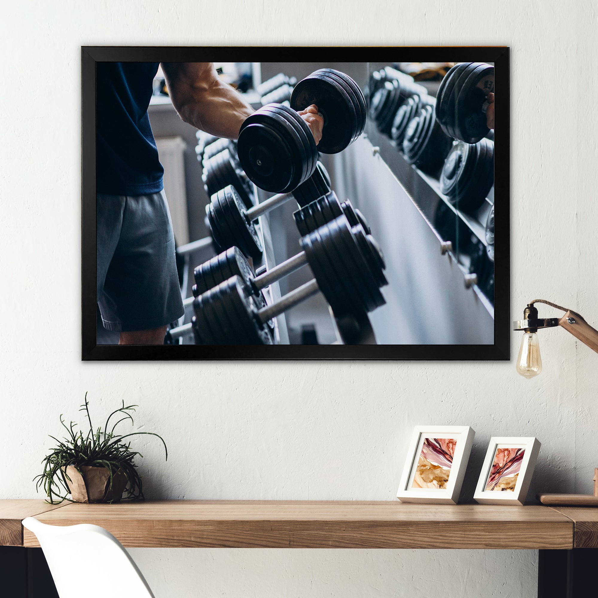 Strong Man Training At Gym - Aerobic & Bodybuilding Canvas Wall Art