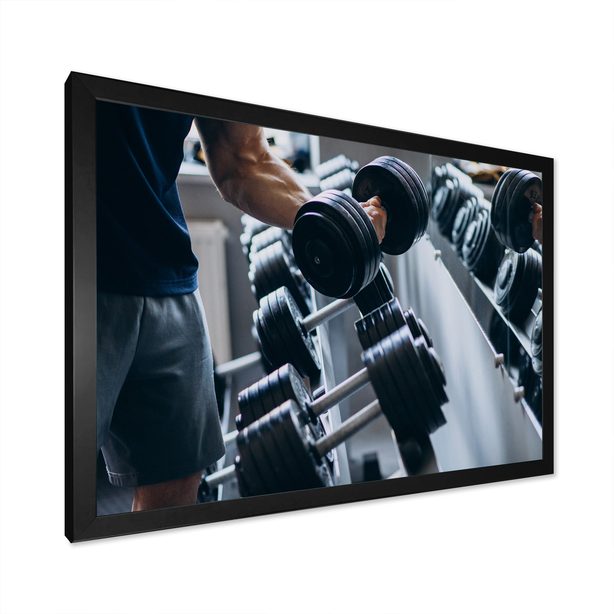 Strong Man Training At Gym - Aerobic & Bodybuilding Canvas Wall Art