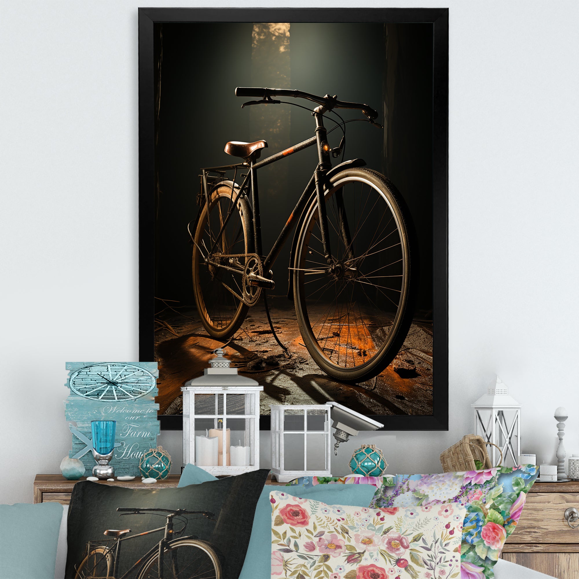 Bronze Balance Bicycle - Bicycle Canvas Wall Art