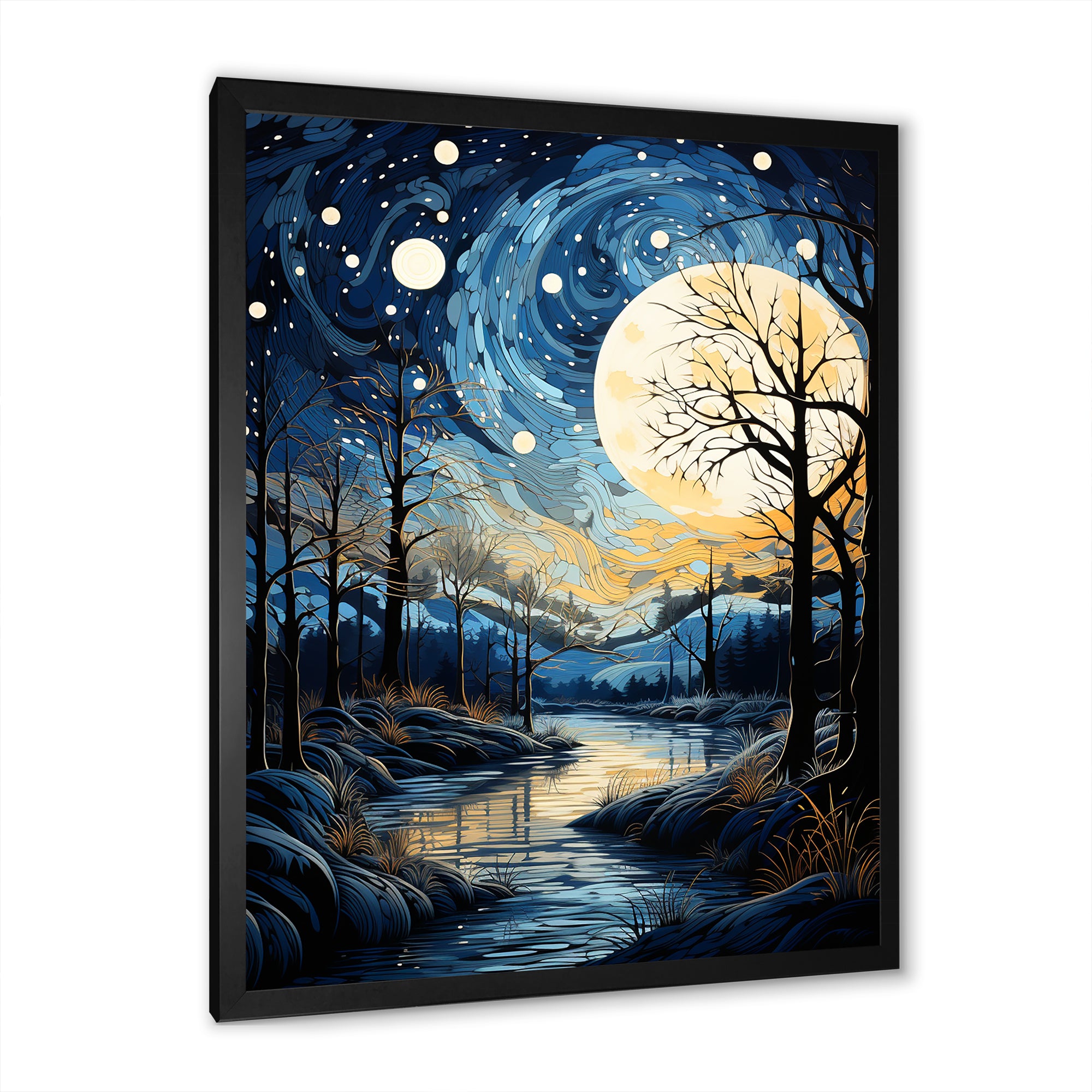 Indigo Intrigue Water Stream - Bicycle Canvas Wall Art