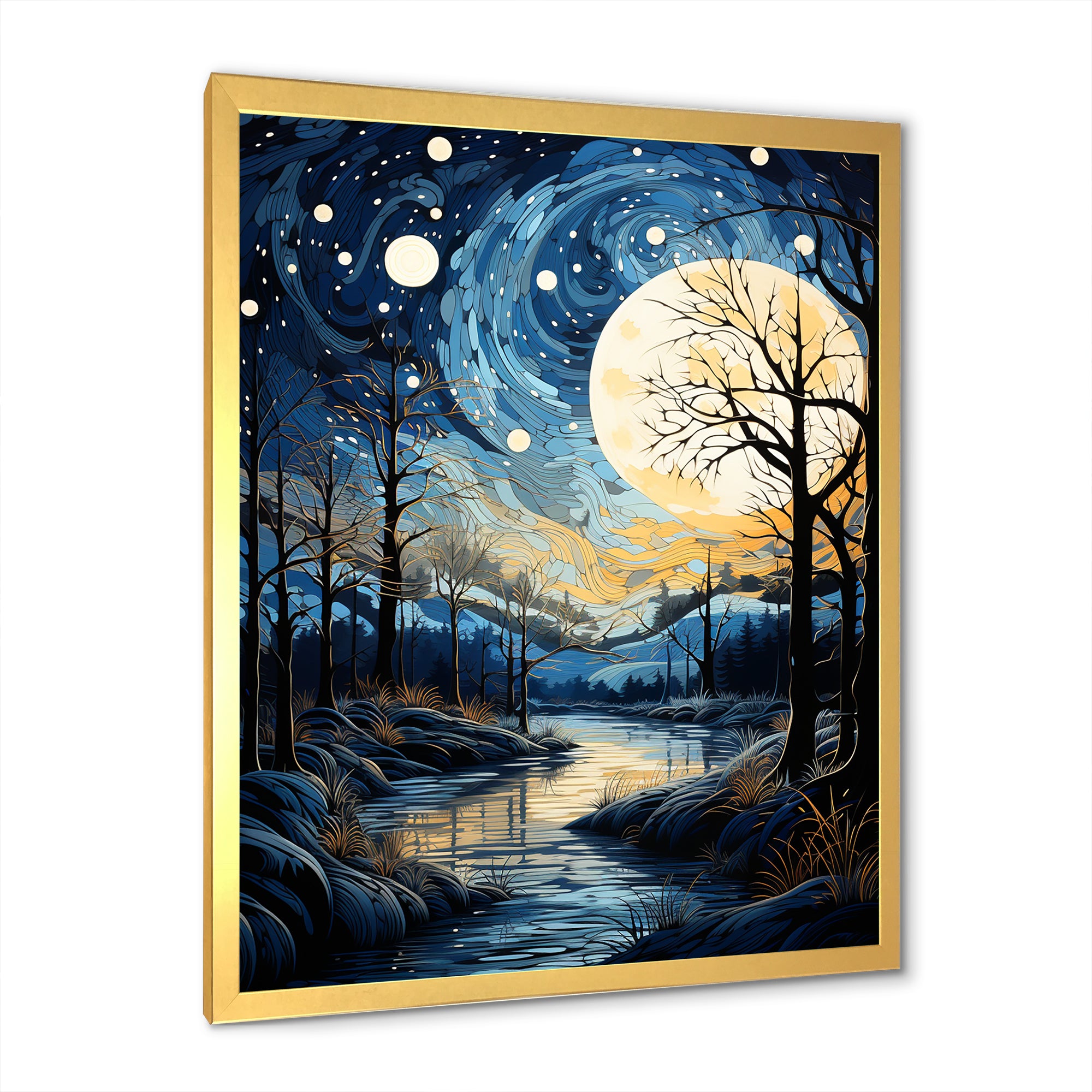 Indigo Intrigue Water Stream - Bicycle Canvas Wall Art