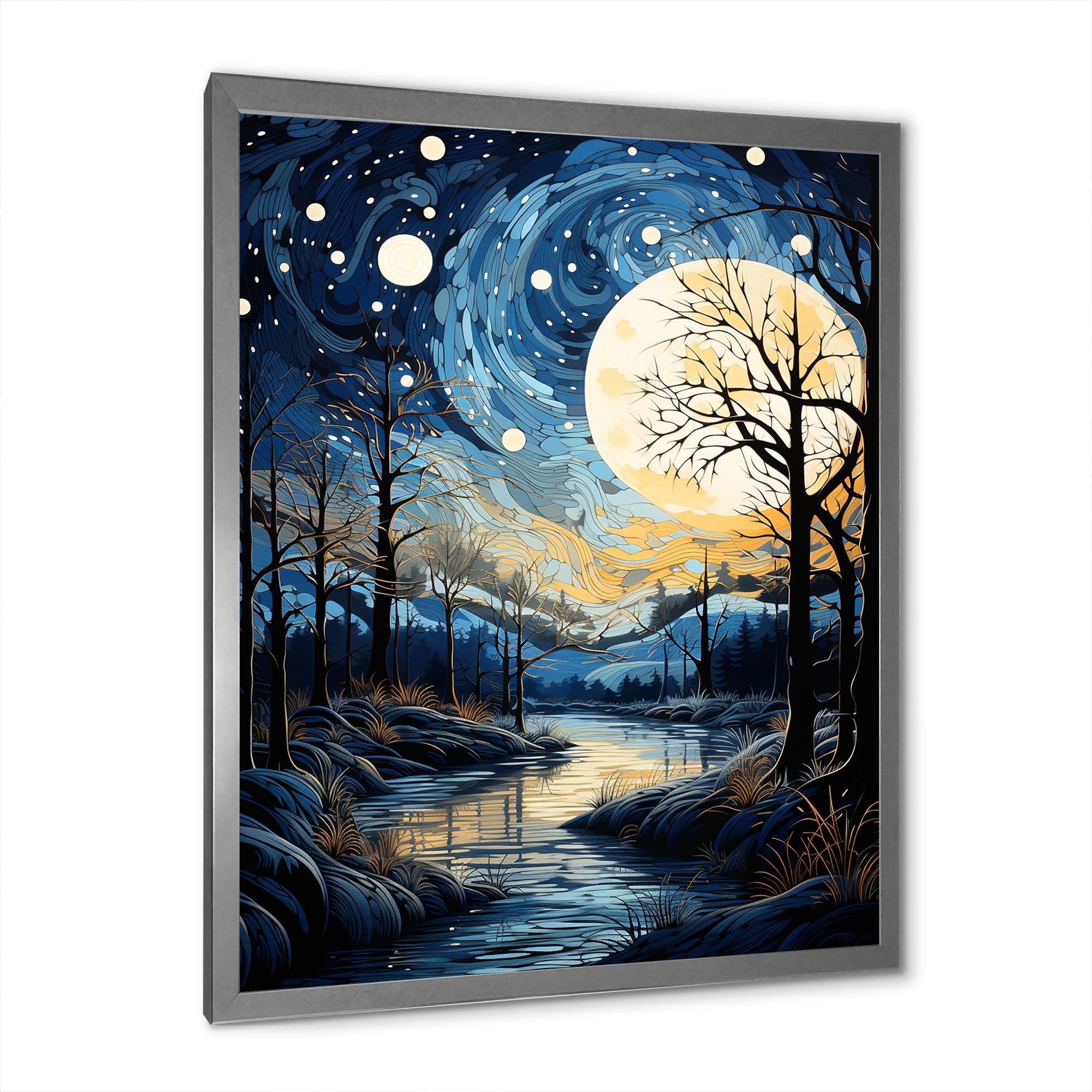 Indigo Intrigue Water Stream - Bicycle Canvas Wall Art