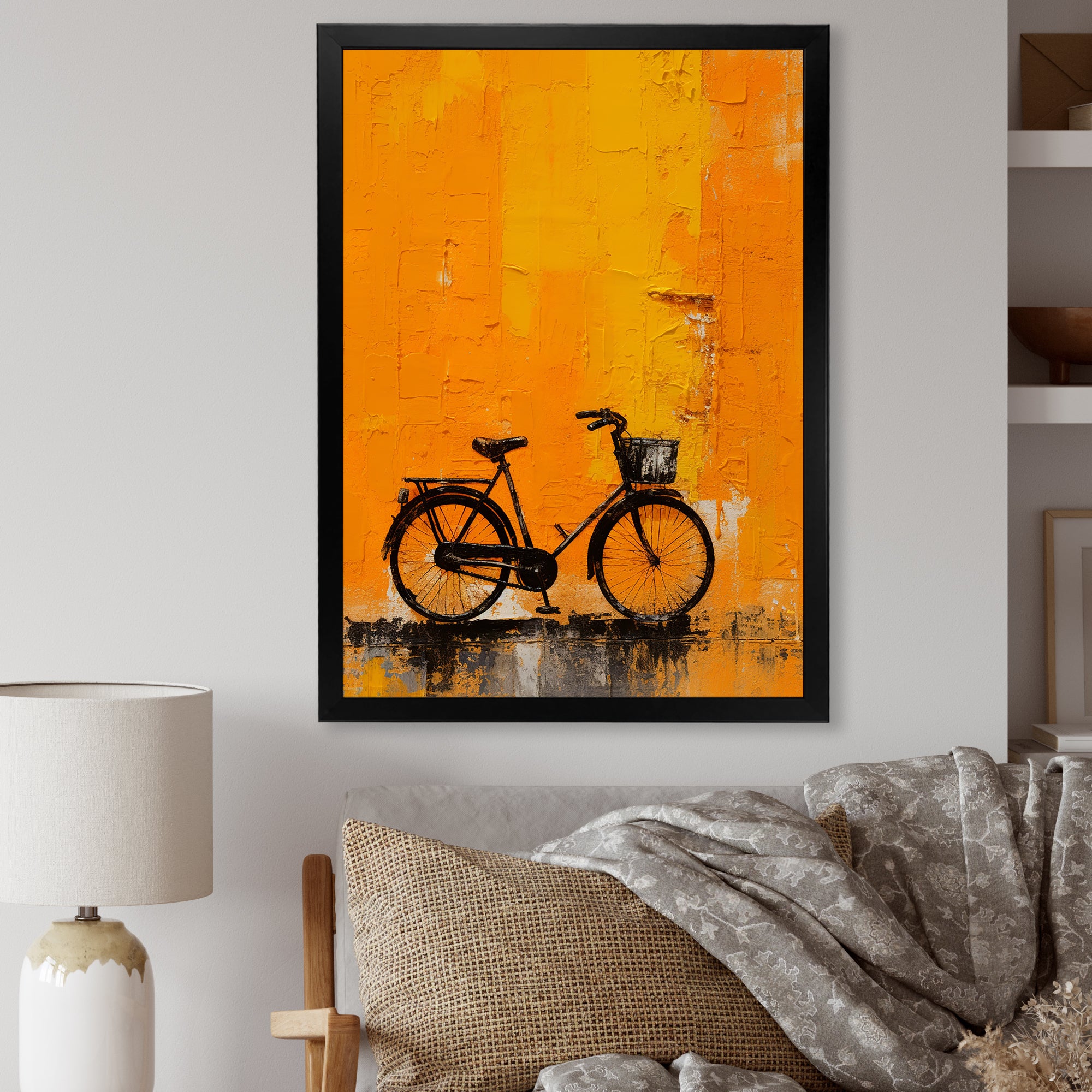 Bicycle Orange Odyssey - Bicycle Canvas Wall Art