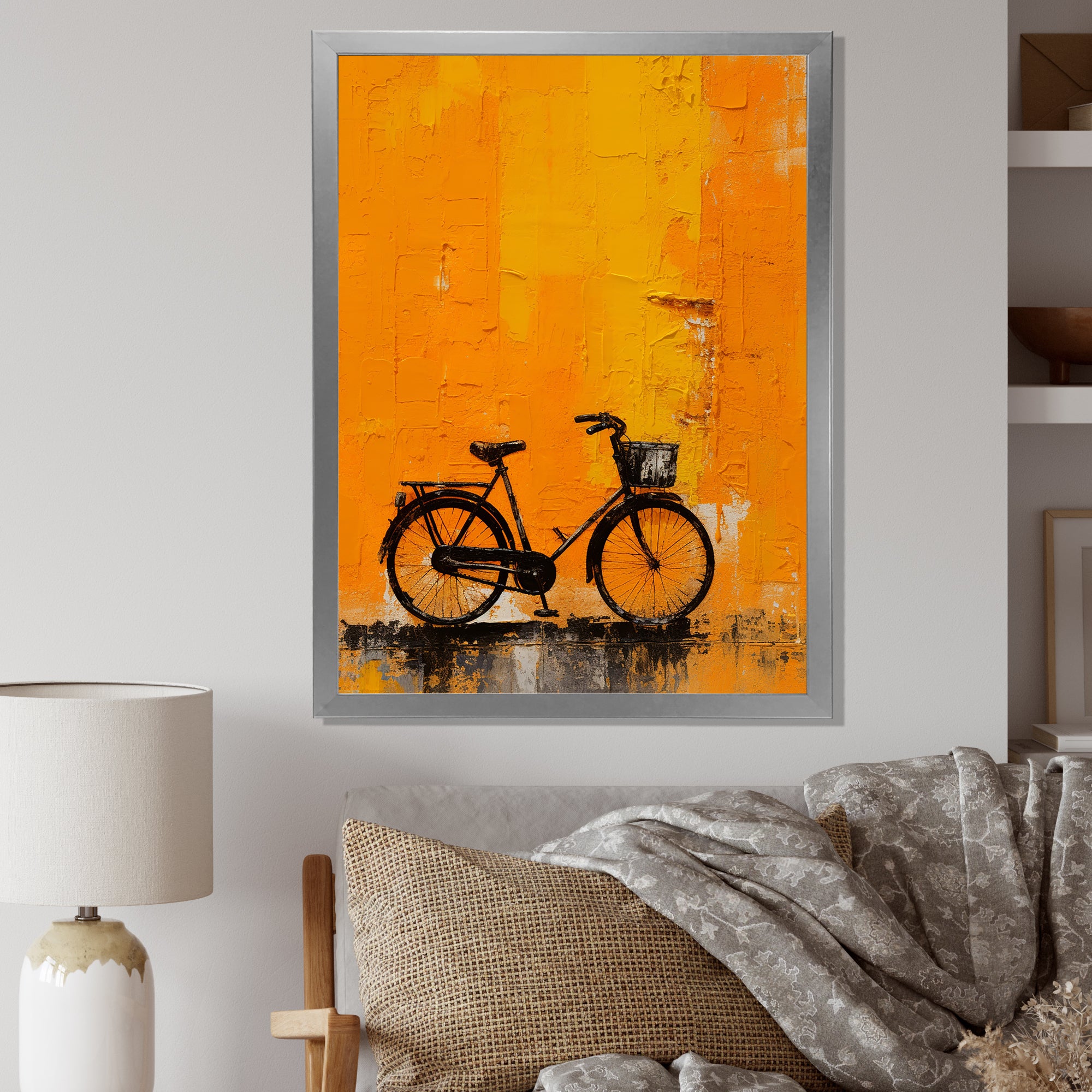 Bicycle Orange Odyssey - Bicycle Canvas Wall Art