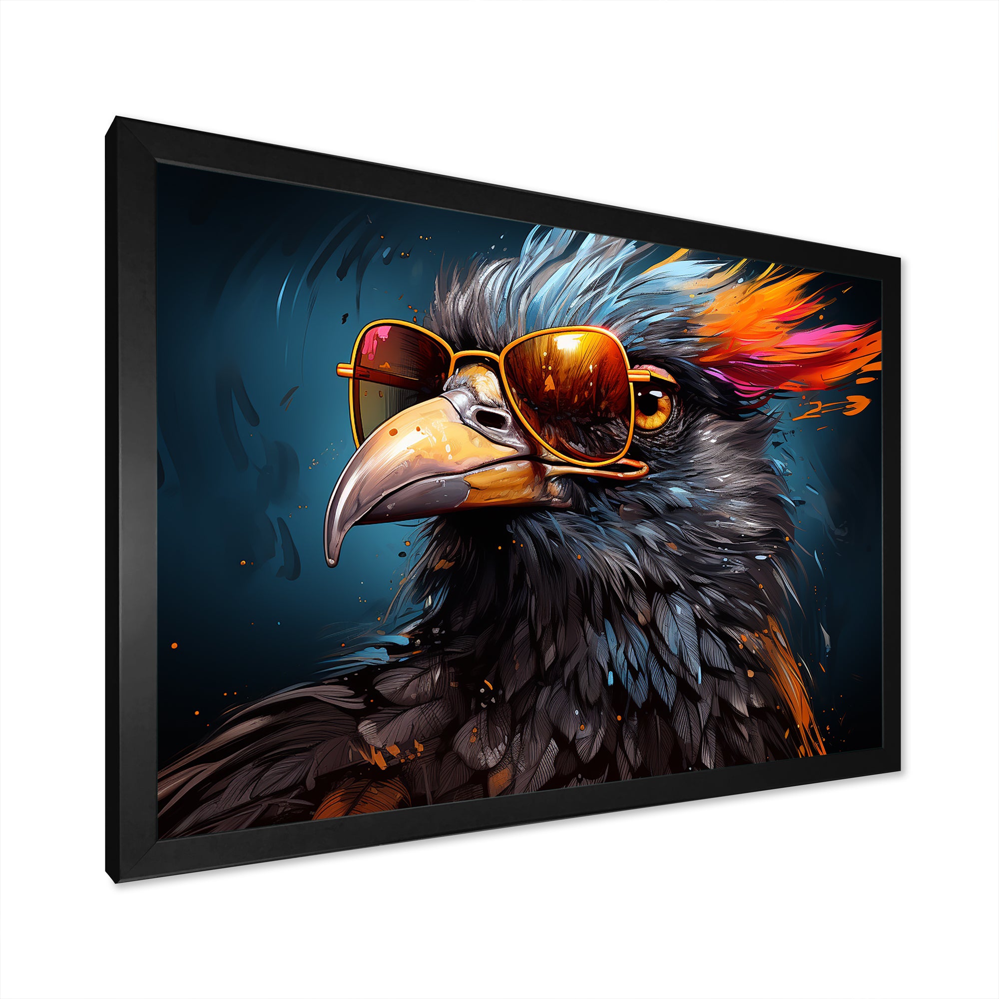 Cool Bird Abstract Aviators - Orange Bird Wall Art