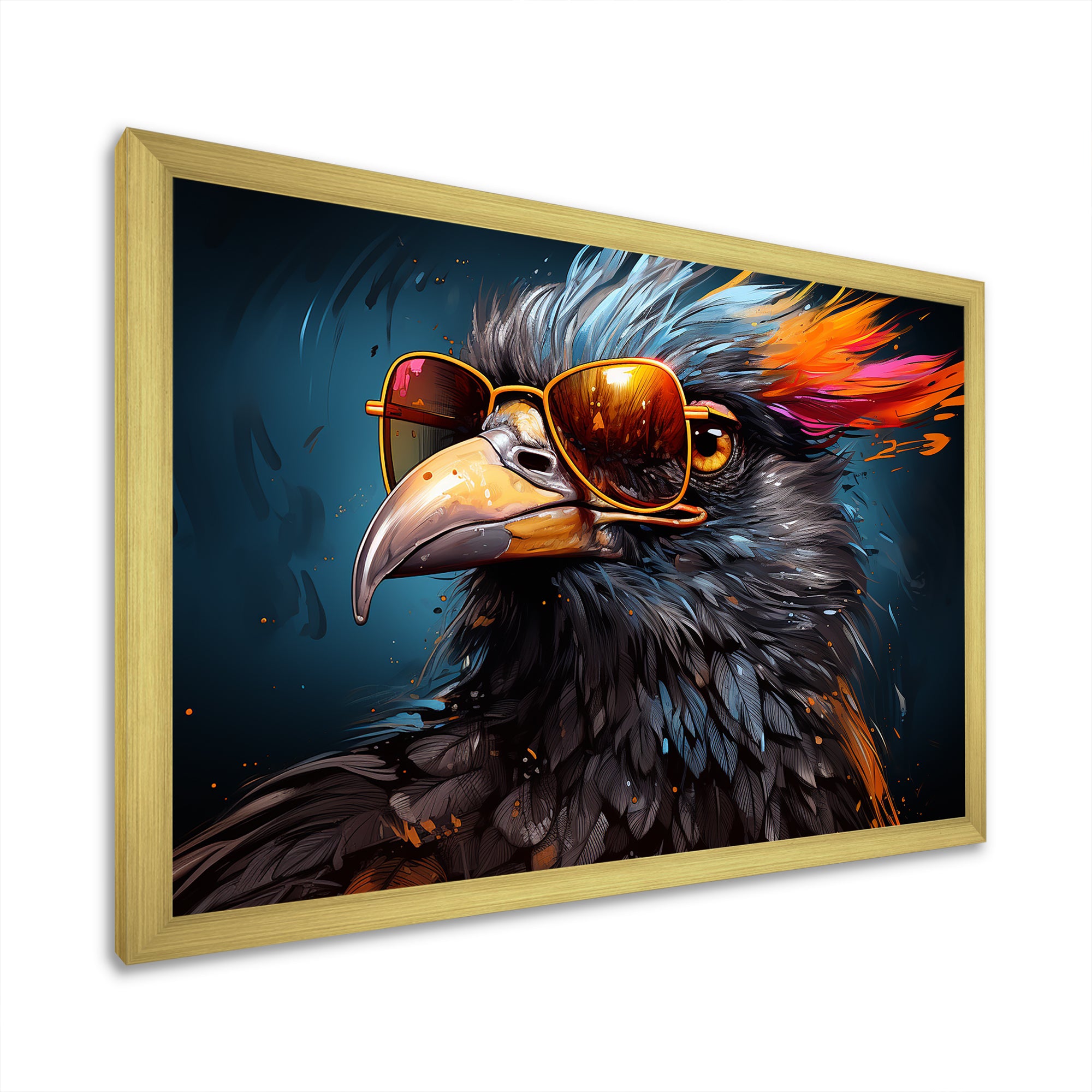 Cool Bird Abstract Aviators - Orange Bird Wall Art