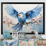Blue Hues A Serene Scene Of Birds - Bird Large Canvas Wall Art