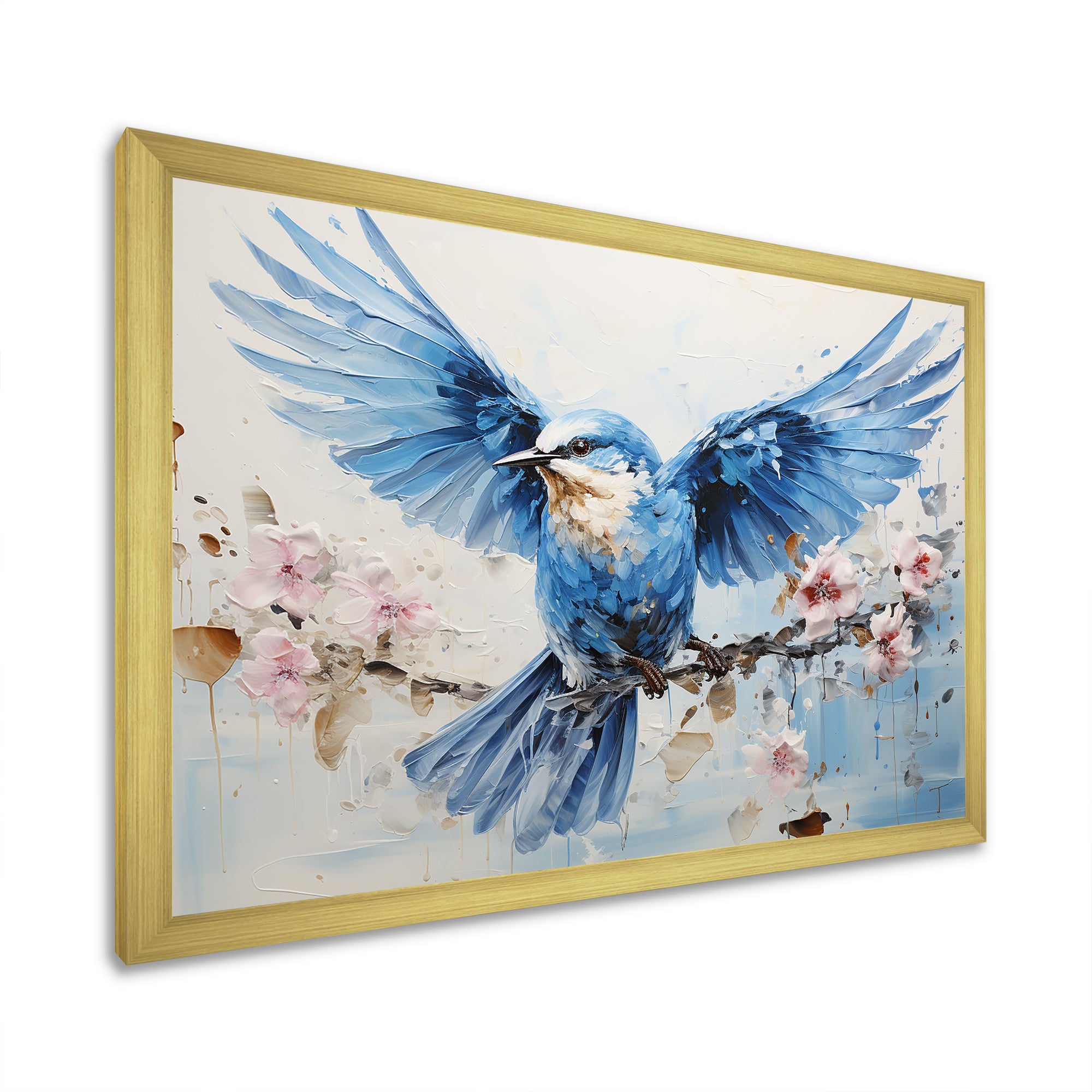 Blue Hues A Serene Scene Of Birds - Bird Large Canvas Wall Art