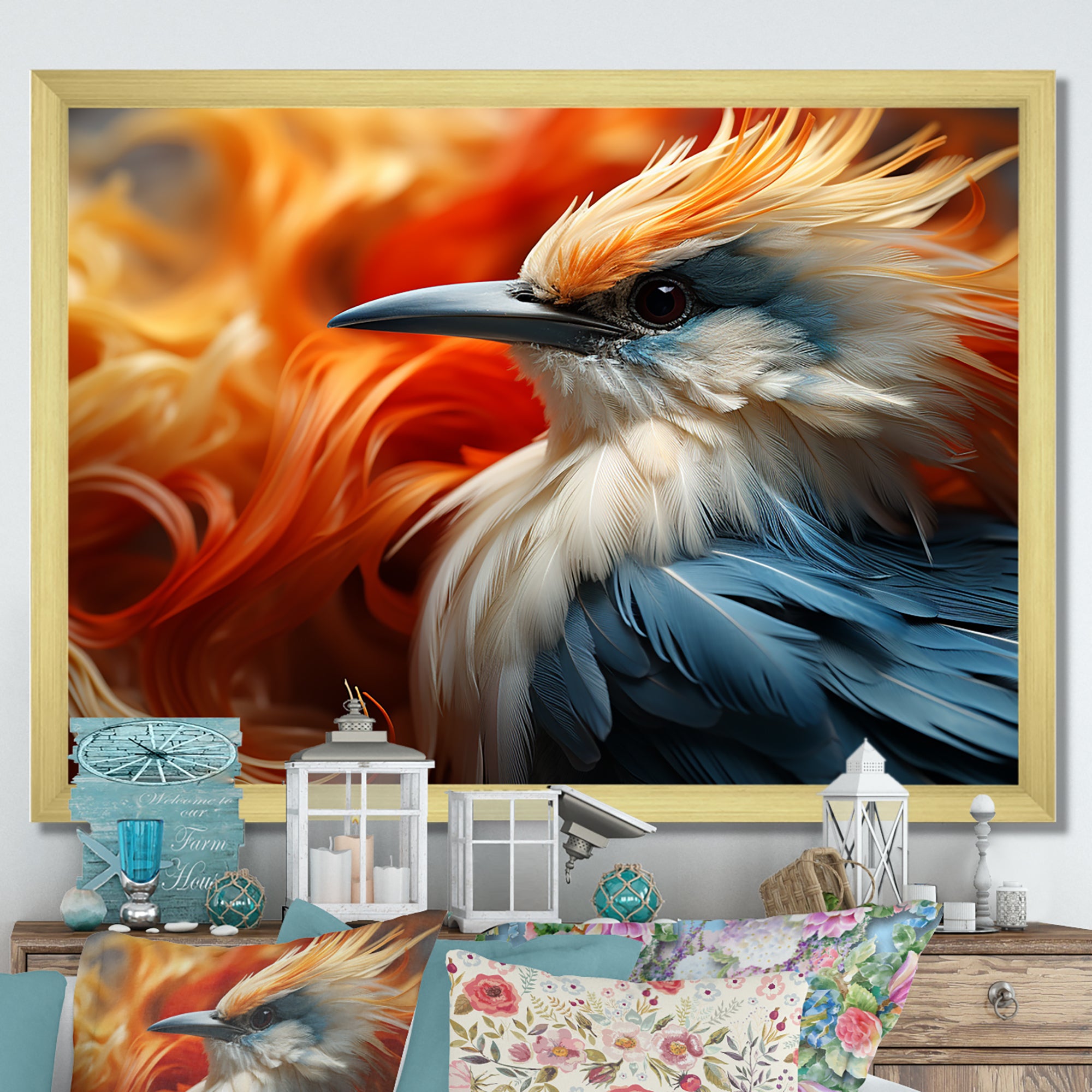 Ethereal Tones Form Abstract Wingspans - Bird Framed Canvas Art