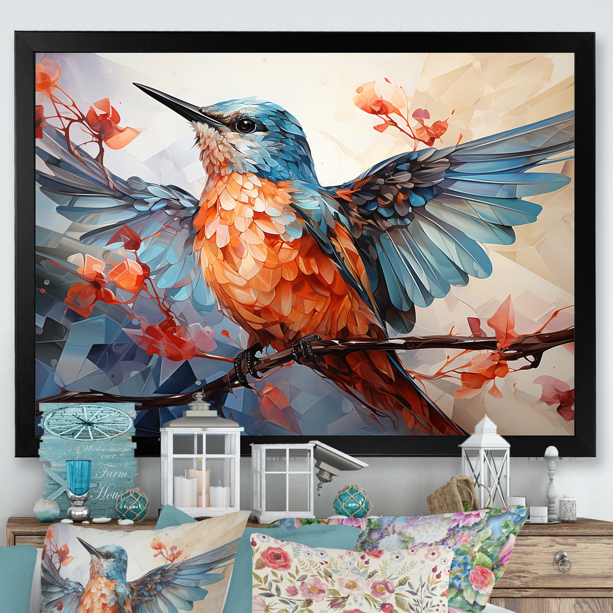 Geometric Birds In Cubist Skies - Bird Canvas Wall Art