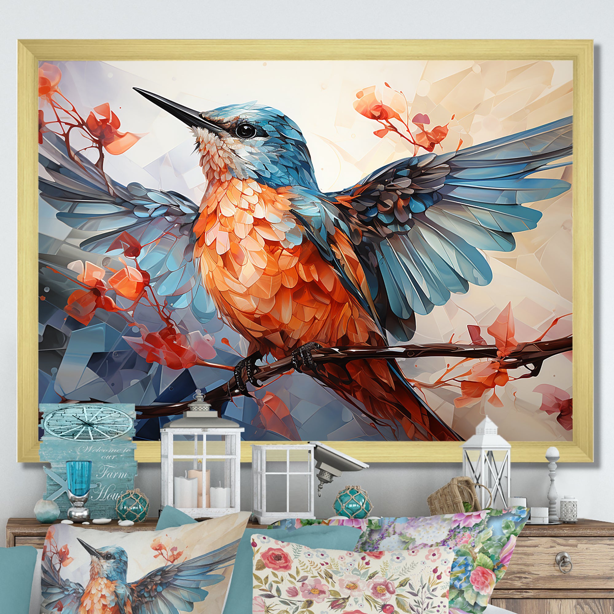 Geometric Birds In Cubist Skies - Bird Canvas Wall Art