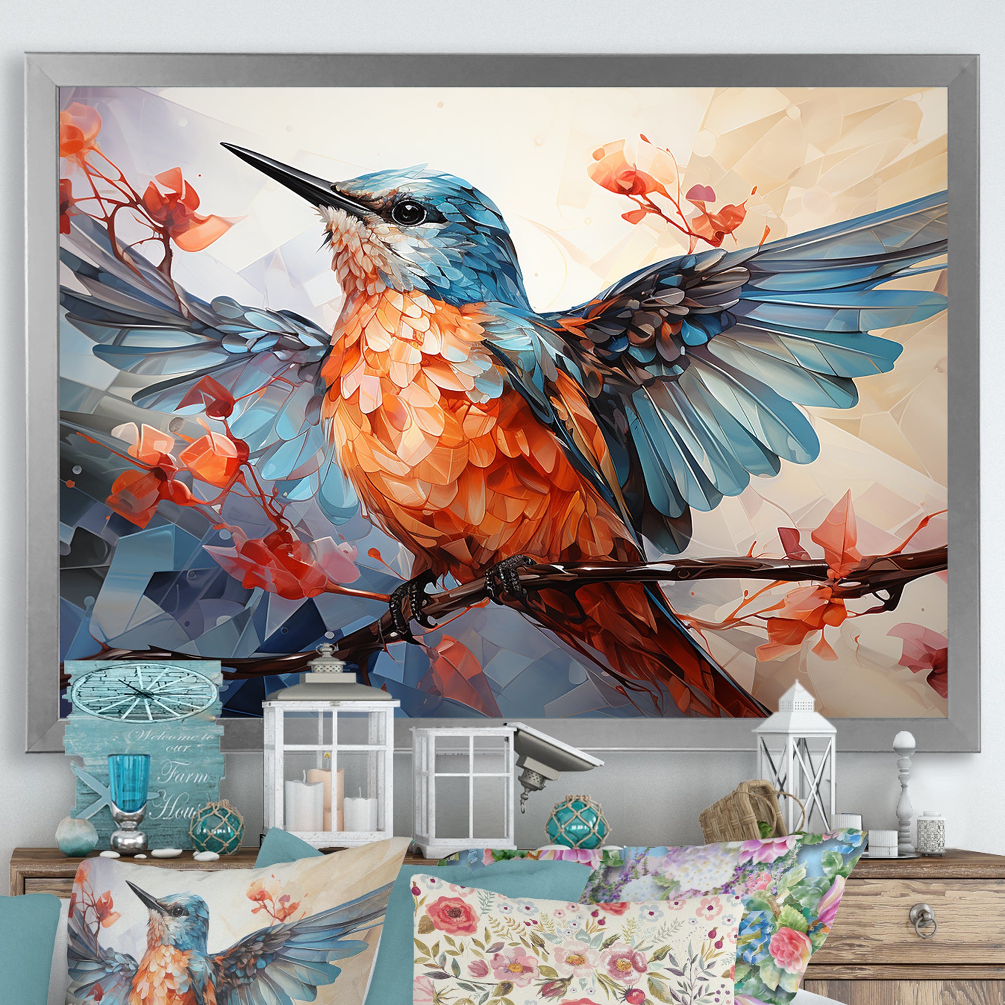 Geometric Birds In Cubist Skies - Bird Canvas Wall Art
