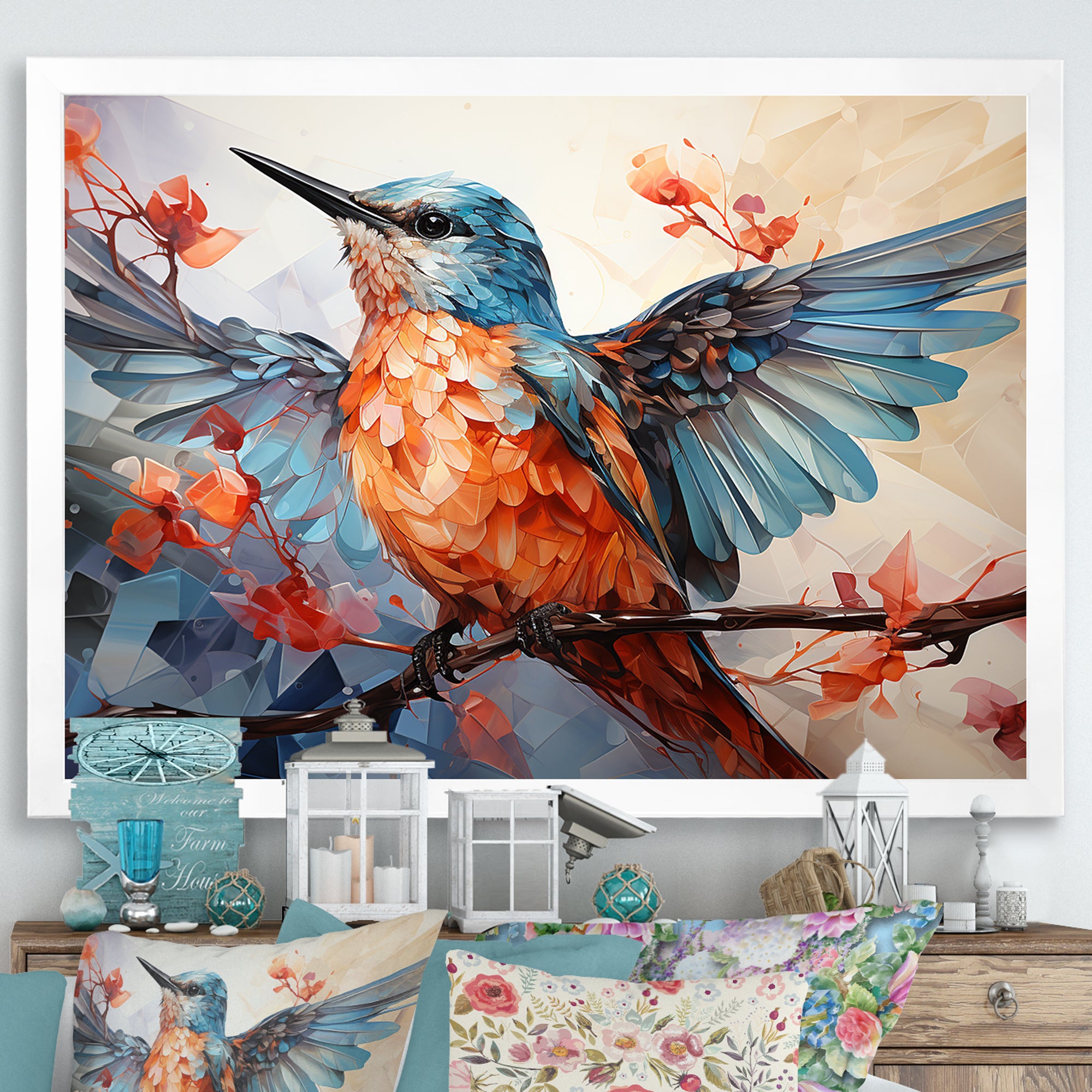 Geometric Birds In Cubist Skies - Bird Canvas Wall Art