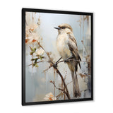 Minimalism Beige Bird On Branch - Bird Wall Decor