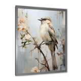 Minimalism Beige Bird On Branch - Bird Wall Decor