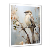 Minimalism Beige Bird On Branch - Bird Wall Decor