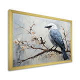 Misty Blue Ray Bird On Branch - Bird Wall Art Prints