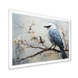 Misty Blue Ray Bird On Branch - Bird Wall Art Prints