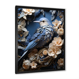 Surreal Nest Bird On Flowers - Blue Bird Wall Art