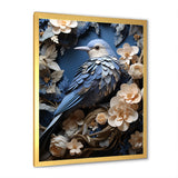 Surreal Nest Bird On Flowers - Blue Bird Wall Art