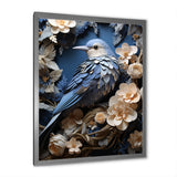 Surreal Nest Bird On Flowers - Blue Bird Wall Art