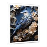 Surreal Nest Bird On Flowers - Blue Bird Wall Art