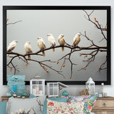 Contemporary Flock Of Birds On Branch - Bird Home Decor Art