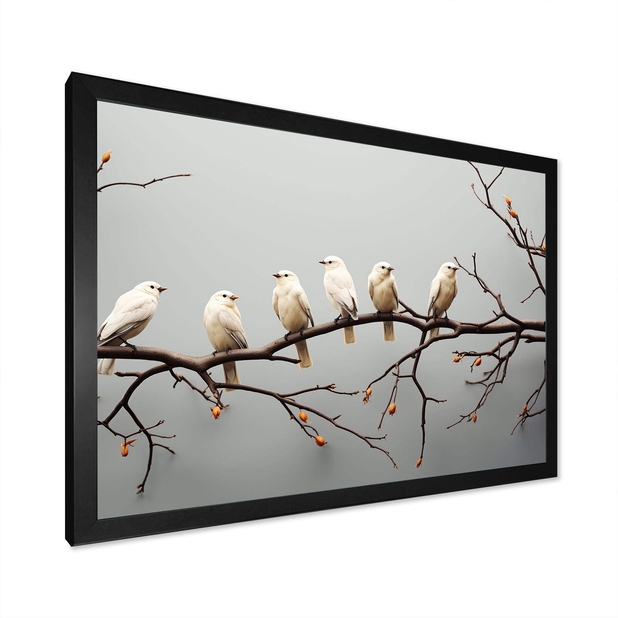 Contemporary Flock Of Birds On Branch - Bird Home Decor Art